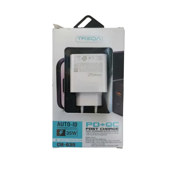 Φορτιστής ταχείας φόρτισης με Θύρα USB-A 18W και Θύρα USB-C 35W Λευκός CH-639
