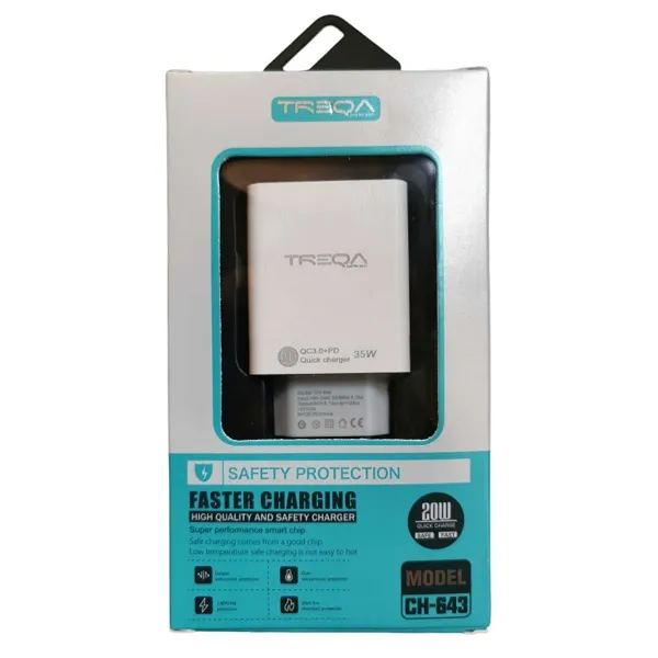 Φορτιστής ταχείας φόρτισης με Θύρα USB-A και Θύρα USB-C  35W Λευκός CH-643