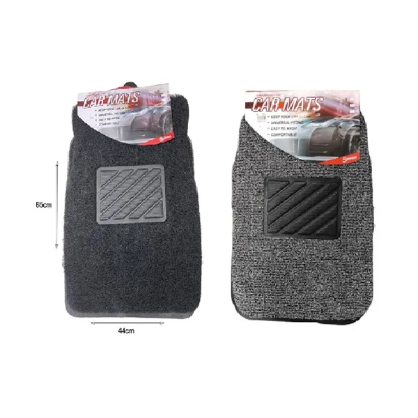 Πατάκια Αυτοκινήτου Μπροστινά και Πίσω Universal Σετ 5τμχ συρμάτινη υφή CY68910-006 Μαύρα/Γκρι