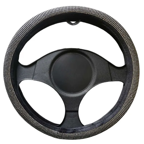 Αντιολισθητικό κάλυμμα τιμονιού αυτοκινήτου με διαμάντια 38cm cy68910-009 Μαύρο-ασημί