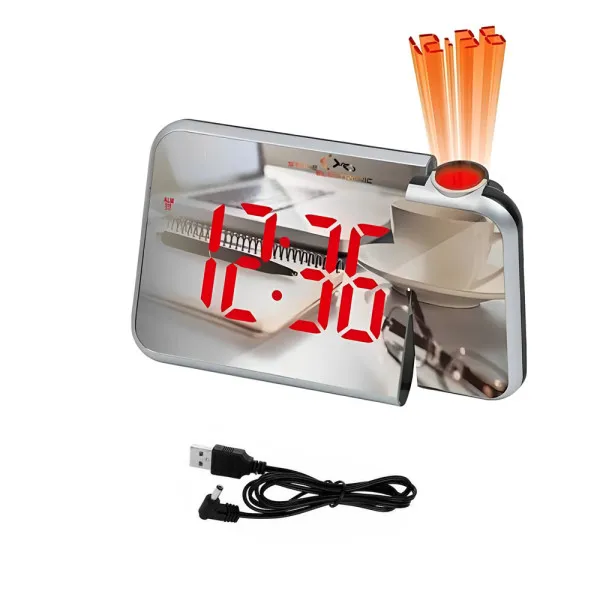Επιτραπέζιο Ψηφιακό Ρολόι - Ξυπνητήρι Καθρέφτης με Προτζέκτορα Μαύρο - Κόκκινο DS-8590L