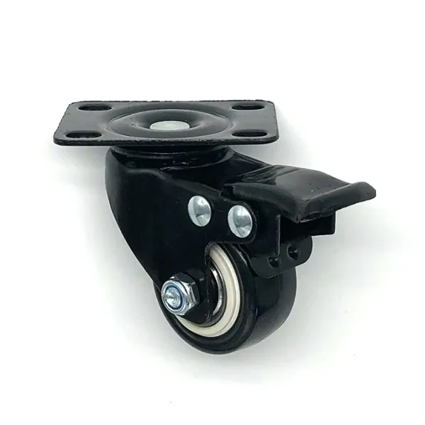 Ρόδα επίπλων περιστρεφόμενη με φρένο Φ3.5cm σε πλάκα 4x6cm 14242-08-1 μαύρο