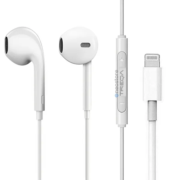 Ακουστικά Κινητού Handsfree Earbuds με Βύσμα Lightning Treqa EP-753 Λευκό