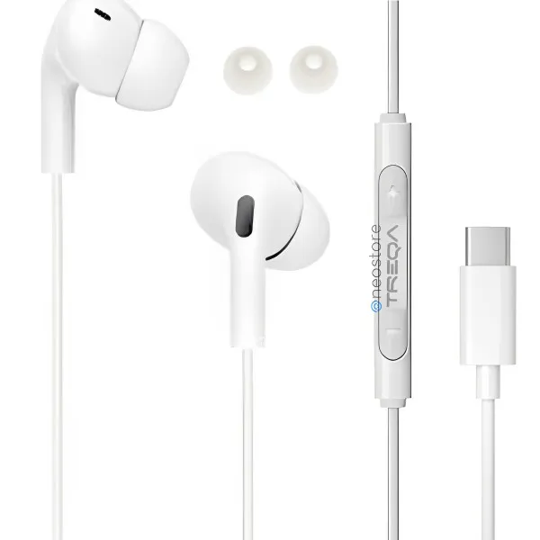 Ακουστικά Κινητού Handsfree In-ear με Βύσμα Type-C Treqa EP-757 Λευκό