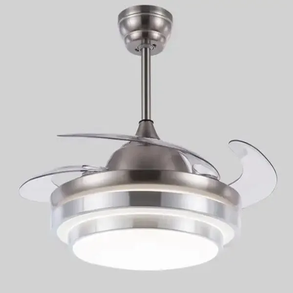 Πτυσσόμενος ανεμιστήρας με μοντέρνο φωτισμό οροφής 42" και τηλεχειριστήριο 72w FAN-Y005 ασημί