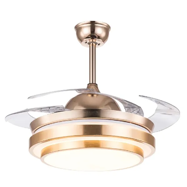 Πτυσσόμενος ανεμιστήρας με μοντέρνο φωτισμό οροφής 42" και τηλεχειριστήριο 72w FAN-Y006 χρυσό