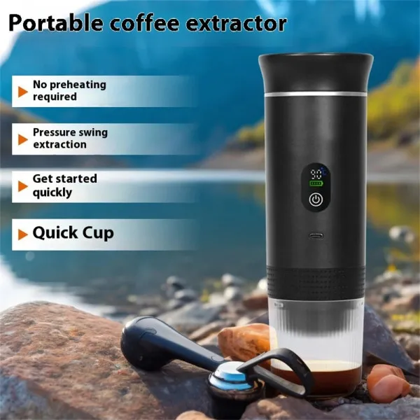 Φορητή Eπαναφορτιζόμενη Μηχανή Espresso 3 Σε 1 Με Ψηφιακή Οθόνη 20 Bar KF-JN-02 Pro 2.0 Μαύρο