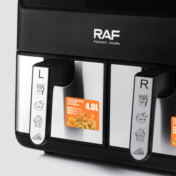 Dual-Basket Air Fryer 8L & Digital Touchscreen 2000W RAF R.5292 Black/Silver