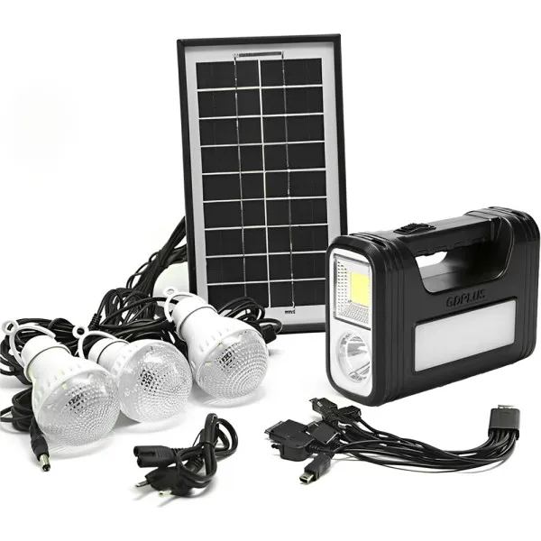 Ηλιακό Σύστημα Φωτισμού με 3 LED Λάμπες - LED Φακό και Ηλιακό Πάνελ GD-8017COB