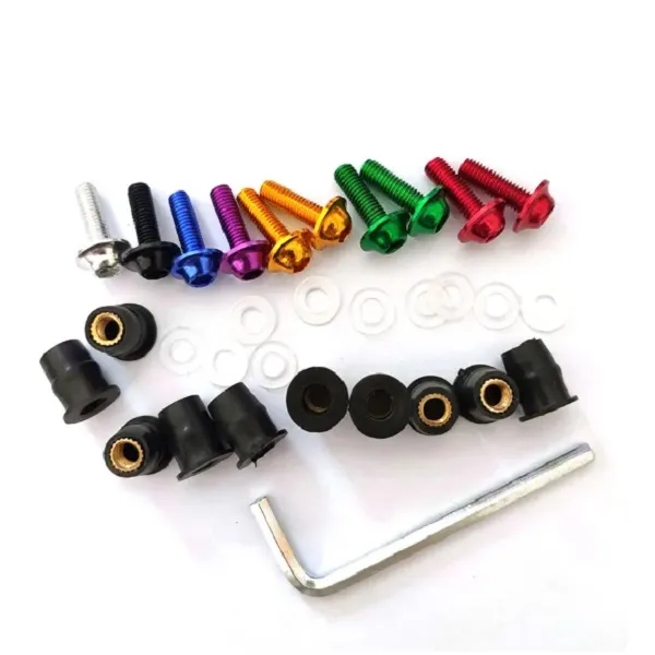 Βίδες Πινακίδας Μοτοσυκλέτας 5mm 10τμχ HW-0187 (Μαύρο/Κόκκινο)