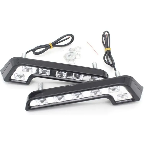 Φώτα ημέρας σχήματος L 6 SMD LED DC 12V  Λευκό 2τμχ. HW-0242