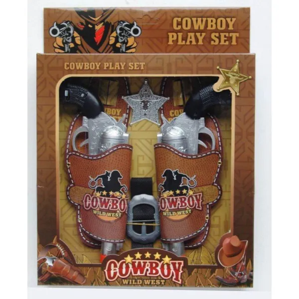 ΣΕΤ COWBOY. 2 ΠΛΑΣΤΙΚΑ ΠΙΣΤΟΛΙΑ ΜΠΑΤΑΡΙΑΣ, ΣΕ ΘΗΚΕΣ ΜΕ ΖΩΝΗ. ΗΥ-705-Α