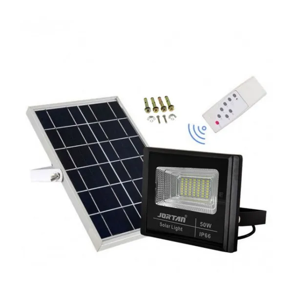 Led Αδιάβροχος Ηλιακός Προβολέας 50W 4000LM με Πάνελ και Τηλεχειριστήριο Jortan JT-BJ50W