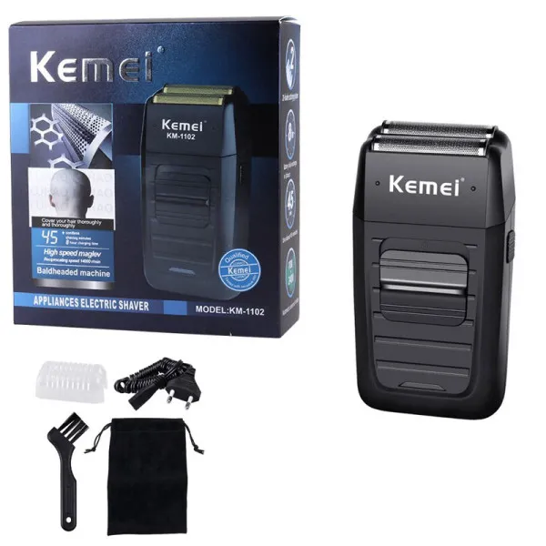 Επαναφορτιζόμενη Ξυριστική Μηχανή Προσώπου Kemei KM-1102 Μαύρο
