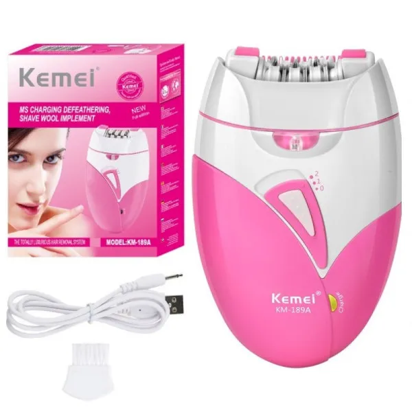 Αποτριχωτική Μηχανή Epilator Kemei KM-189A Ροζ-Λευκό