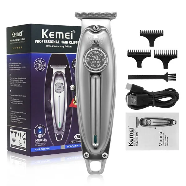 Επαναφορτιζόμενη Κουρευτική Μηχανή Kemei KM-1949 Ασημί