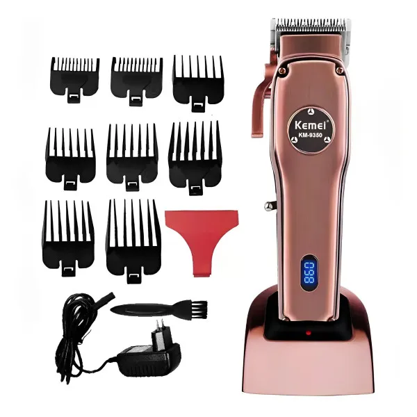 Επαναφορτιζόμενη Κουρευτική Μηχανή Kemei KM-9350 Ροζ - Χρυσό