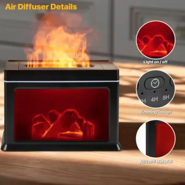 Υγραντήρας και Συσκευή αρωματοθεραπείας υπερήχων 3d τζάκι φλόγα 300 ml 6W KP-6007