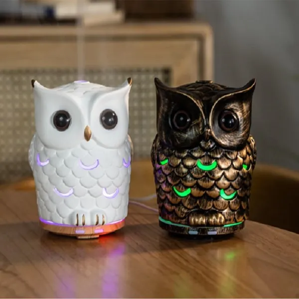 Συσκευή αρωματοθεραπείας Diffuser - Φωτιστικό 7 χρωμάτων 200 ml κουκουβάγια KP-6016 Λευκό/Καφέ