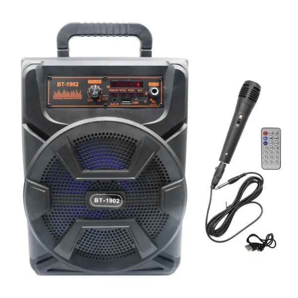 Φορητό Ασύρματο Ηχείο 8" Bluetooth FM, USB, TF, AUX 20W TWS BT-1902 Μαύρο