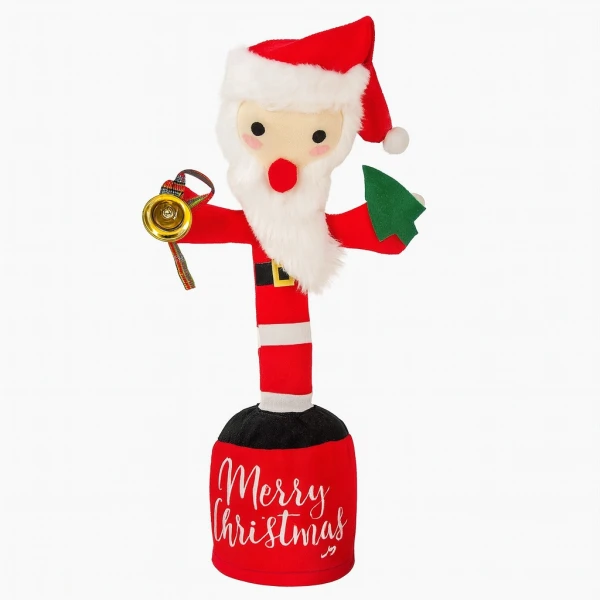 Λούτρινος Διακοσμητικός Άι Βασίλης με Μουσική και Κίνηση Κόκκινος Υφασμάτινος 32εκ. LD2402