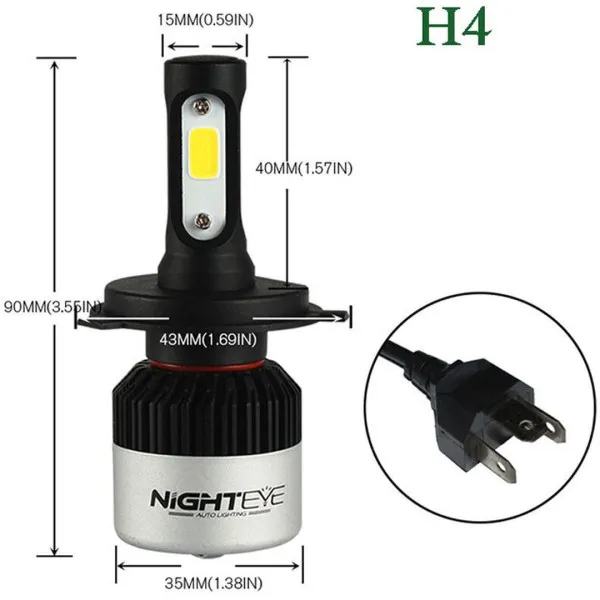 Led Λάμπες Αυτοκινήτου - Μηχανής H4 12V-24V 72W 6500K 10000LM A315-S2-H4 NIGHTEYE 2 τμχ