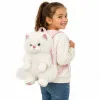Λούτρινη Backpack Γάτα φουντοτή με ήχο 50cm 10636-2 Λευκό