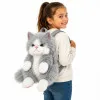 Λούτρινη Backpack Γάτα φουντοτή με ήχο 50cm 10636-3 Γκρι