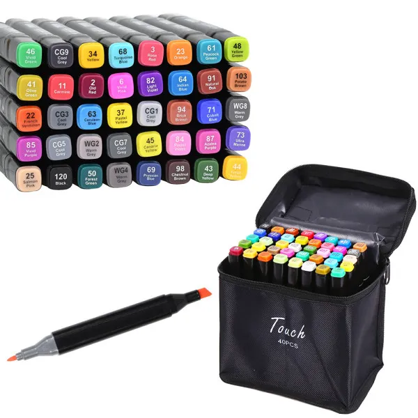 Σετ Μαρκαδόροι Ζωγραφικής με Διπλή Μύτη και Βαλιτσάκι σε 40 Χρώματα