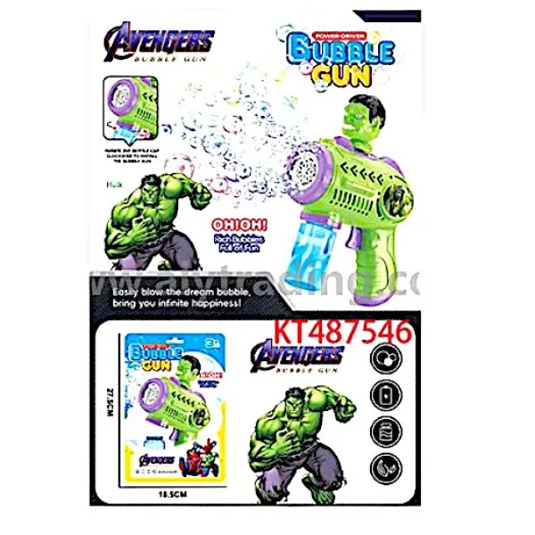 Παιδικό Πιστόλι Χειρός Αυτόματες Φυσαλίδες Bubble Gun Hulk 6329-1 Πράσινο