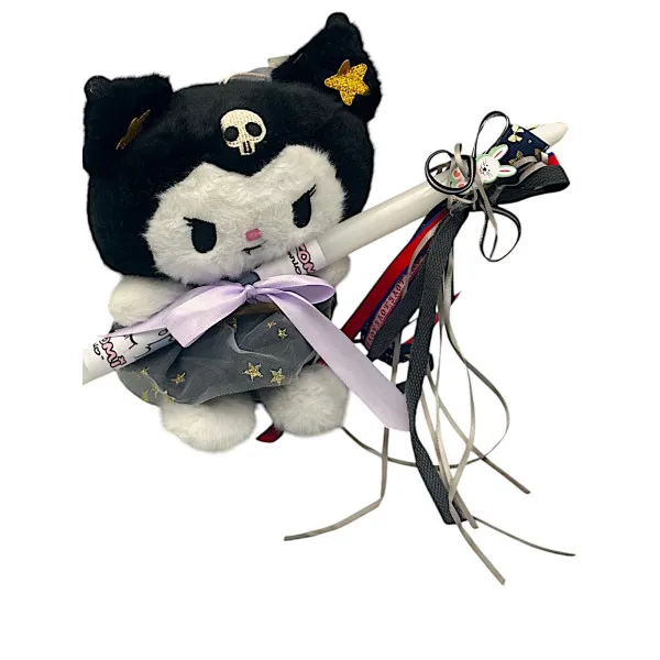 Πασχαλινή λαμπάδα Mohicans Λούτρινο Sanrio Kuromi Hello Kitty 28cm L142 Μαύρο