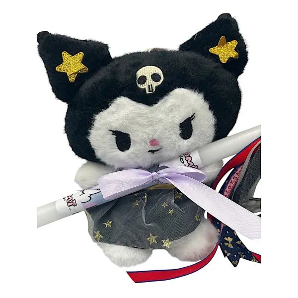 Πασχαλινή λαμπάδα Mohicans Λούτρινο Sanrio Kuromi Hello Kitty 28cm L142 Μαύρο