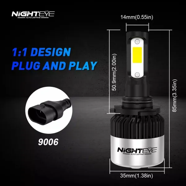 Nighteye LED Headlights A315-S2-9006 72V Pair 6500K Cool White 9000LM / LED Headlights IP68 Waterproof High Low Beam - 9006