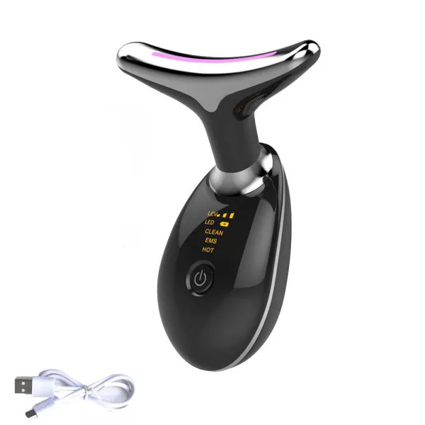 Επαναφορτιζόμενη Συσκευή Σύσφιξης - Αντιγήρανσης - Αναζωογόνησης Προσώπου Λαιμού με Φωτοθεραπεία MGE-009 Μαύρη