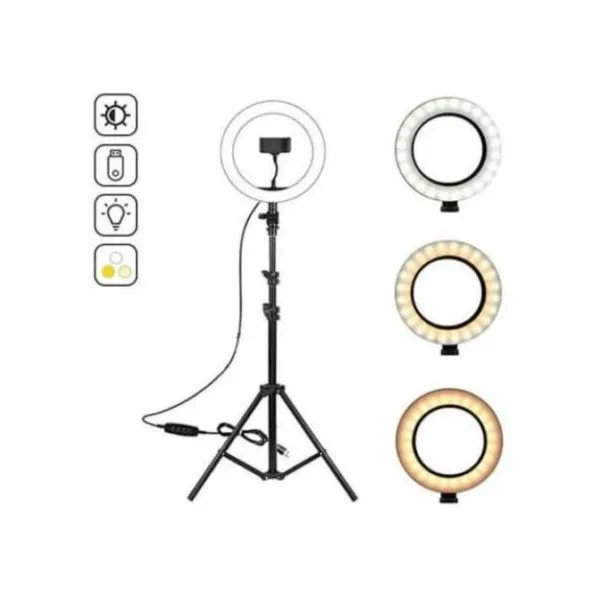 Ring Light 30cm 12” 3200K-6000K με Τρίποδο Δαπέδου 80cm-200cm  και Βάση για Κινητό CXB-469 Μαύρο