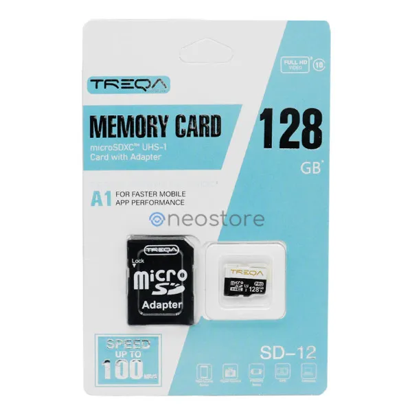 Κάρτα Μνήμης Micro SDHC 128GB Class 10 U1 A1 UHS-1 με Αντάπτορα SD Treqa SD-12-128GB
