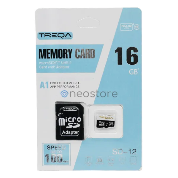 Κάρτα Μνήμης Micro SDHC 16GB Class 10 U1 A1 UHS-1 με Αντάπτορα SD Treqa SD-12-16GB