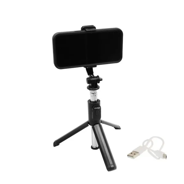 Selfie Stick με Τρίποδο και Τηλεχειριστήριο Bluetooth Treqa Selfie-03 Μαύρο