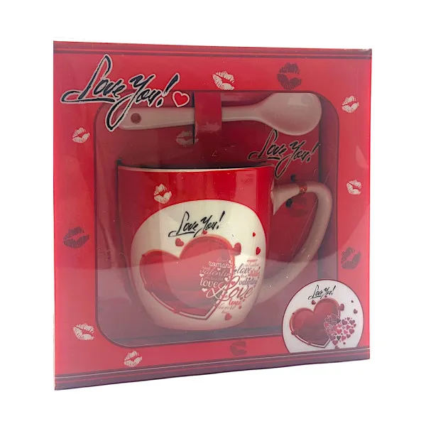 Σετ Κούπα με Κουταλάκι Αγ Βαλεντίνου Love you  81118 Κόκκινο