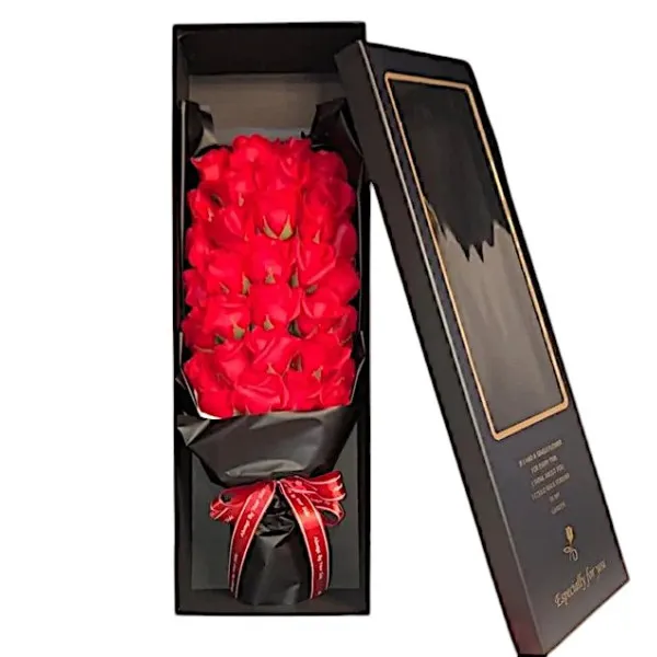 Τεχνητή ανθοδέσμη από αρωματικά τριαντάφυλλα σε κουτί 222-3 Κόκκινο