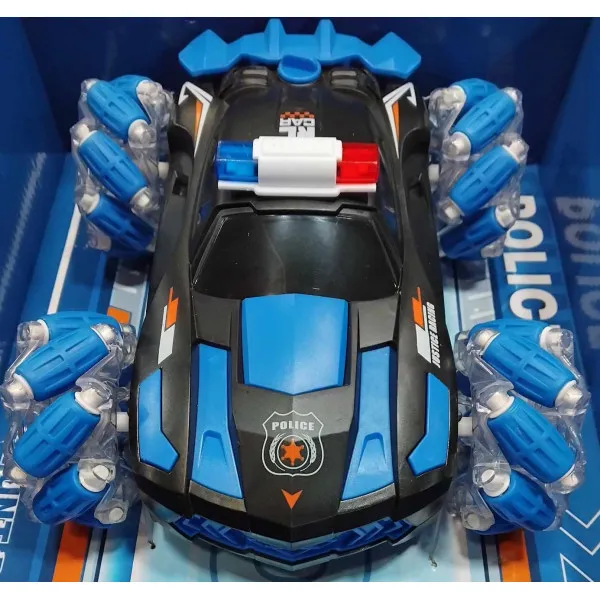 Τηλεχειριστήριο αυτοκινήτου 2,4 GHz υψηλής ταχύτητας παντός εδάφους Police RC Car Toy 360° 6661 Μπλε