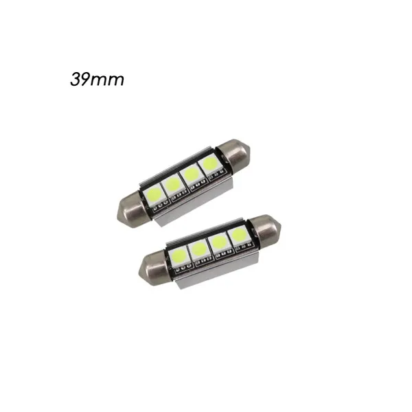 Σετ LED Πλαφονιέρας C5W Canbus 39mm 12V 4 SMD Ψυχρό Λευκό 6000K 2τμχ