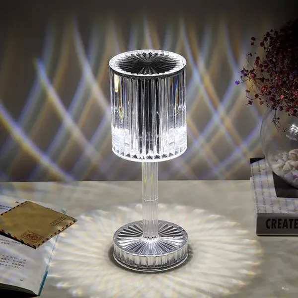 LED Επαναφορτιζόμενο RGB Επιτραπέζιο Φωτιστικό Crystal Lamp με Τηλεχειριστήριο RZ-120 Διάφανο