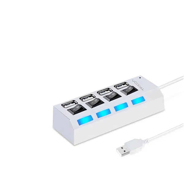 USB Hub 3.0 με 4 Θύρες USB-A και διακόπτες Treqa USB-4 Λευκό