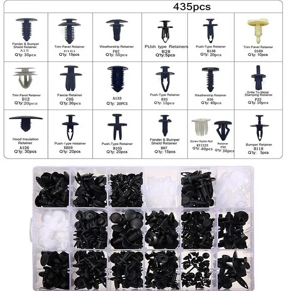 Σετ 435 Πλαστικά Κουμπώματα Κλιπς σε Κασετίνα 18 τύποι w11316