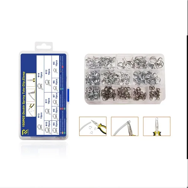 Σετ Σφιγκτήρων σωλήνα διπλού ελατηρίου 10 μεγέθη 150τεμ. σε κασετίνα W15314-2