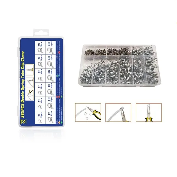 Σετ Σφιγκτήρων σωλήνα διπλού ελατηρίου 12 μεγέθη 285τεμ. σε κασετίνα W15314-4