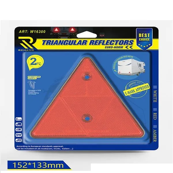 Σετ ανακλαστικά φώτα οχημάτων τρίγωνα 15,2x13,3εκ. 2τμχ w16300-4 Κόκκινα