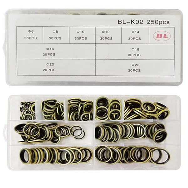 Μεταλλικές Ροδέλες Στεγανοποίησης O-Ring 9 μεγέθη 250τμχ σε κασετίνα W16638-2