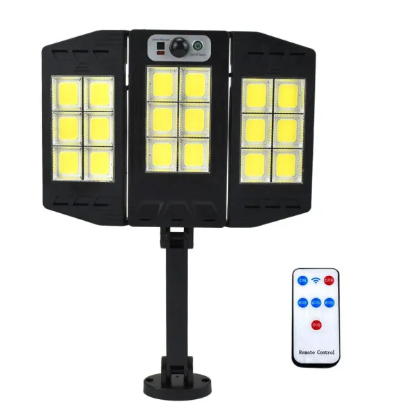 LED Αδιάβροχο Ηλιακό Επιτοίχιο Αναδιπλούμενο Φωτιστικό με Ανιχνευτή Κίνησης W796-6 Μαύρο